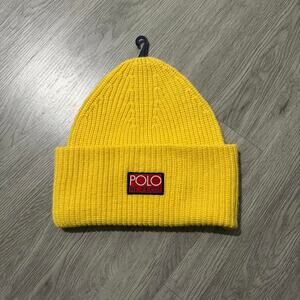 Polo Ralph Lauren Hi Tech Jumbo Cuffed Knit Beanie OSFA Yellow NWOT